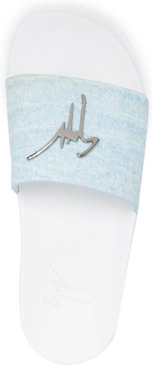 Giuseppe Zanotti logo open-toe slides Blue