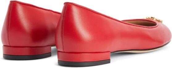 Giuseppe Zanotti logo-plaque leather ballerina shoes Red
