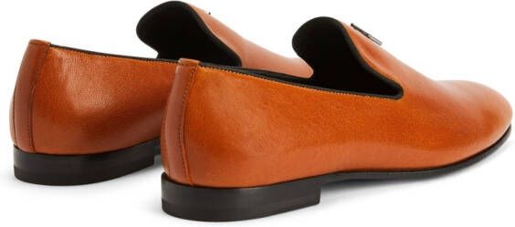 Giuseppe Zanotti logo-plaque leather loafers Orange