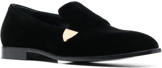 Giuseppe Zanotti logo-plaque velvet loafers Black