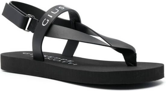 Giuseppe Zanotti logo-print thong-strap sandals Black