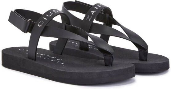 Giuseppe Zanotti logo-print thong-strap sandals Black