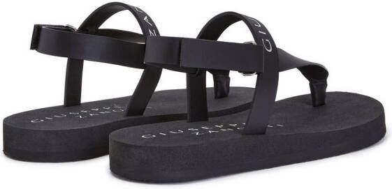 Giuseppe Zanotti logo-print thong-strap sandals Black