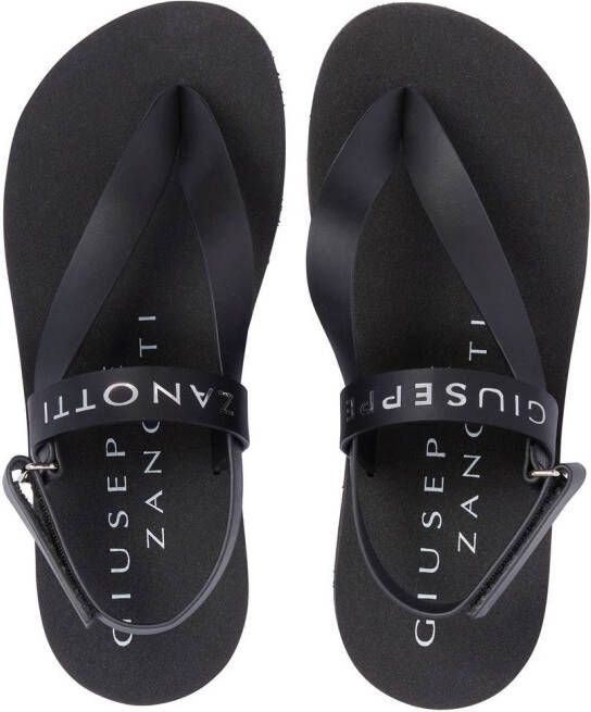 Giuseppe Zanotti logo-print thong-strap sandals Black