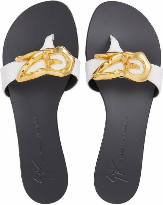 Giuseppe Zanotti Lyra Zali embellished thong sandals White