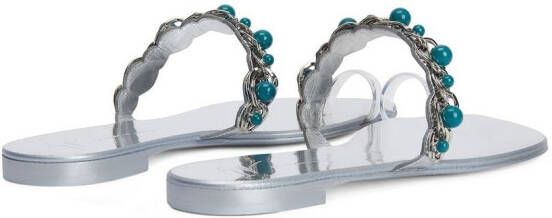 Giuseppe Zanotti Marguerithe gem-stone flat sandals Silver