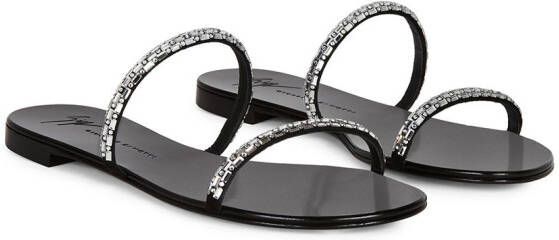 Giuseppe Zanotti Mauritia embellished flat sandals Black