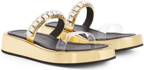 Giuseppe Zanotti Melburne Crystal flat sandals Gold