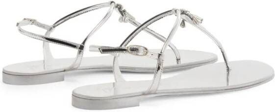 Giuseppe Zanotti Melissie crystal-embellished metallic-leather flat sandals Silver