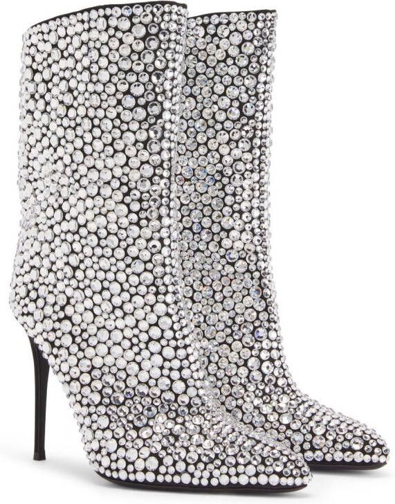 Giuseppe Zanotti Merissa Sparkle 105mm boots Silver