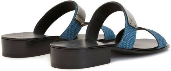 Giuseppe Zanotti metal-plaque snakeskin-effect sandals Blue