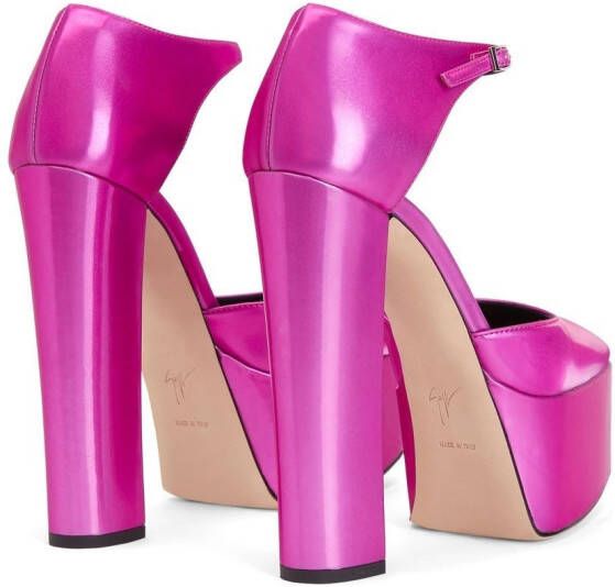 Giuseppe Zanotti metallic-effect block-heel pumps Pink