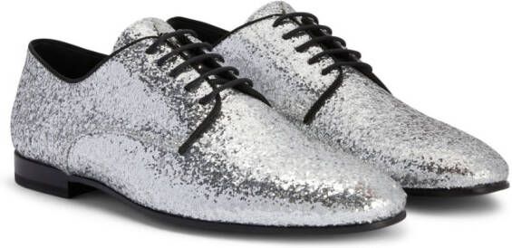 Giuseppe Zanotti metallic-effect lace-up leather loafers Grey