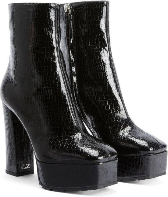 Giuseppe Zanotti Morgana 120mm crocodile-effect ankle boots Black