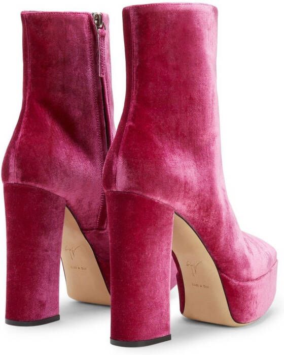 Giuseppe Zanotti Morgana Leo velvet ankle boots Pink