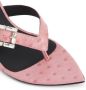 Giuseppe Zanotti Naomee 70mm crystal-buckle ostrich-effect mules Pink - Thumbnail 4