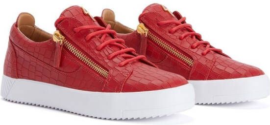 Giuseppe Zanotti Nicki crocodile-effect leather sneakers Red