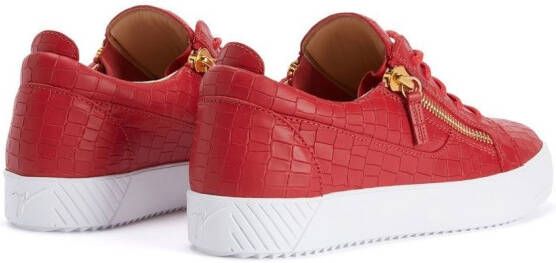 Giuseppe Zanotti Nicki crocodile-effect leather sneakers Red