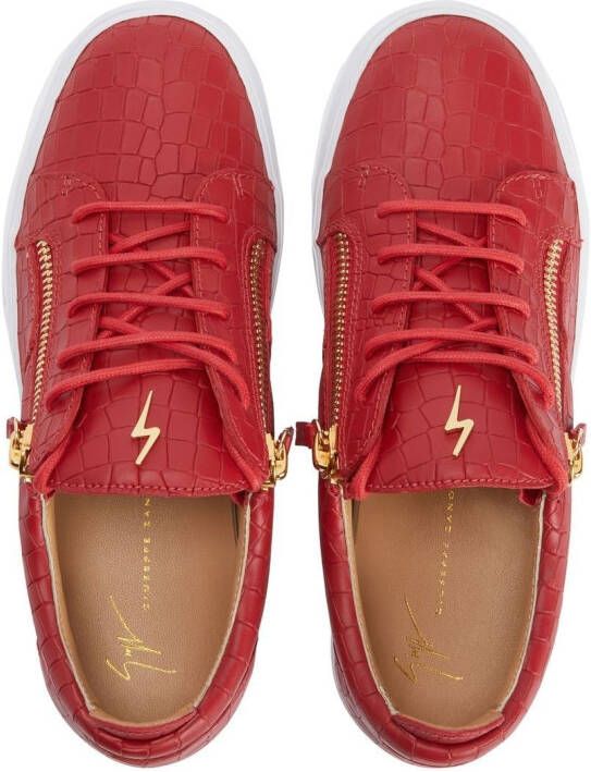 Giuseppe Zanotti Nicki crocodile-effect leather sneakers Red