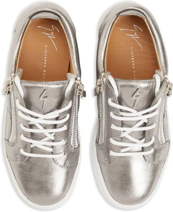 Giuseppe Zanotti Nicki leather low-top sneakers Silver