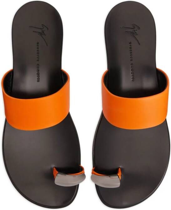 Giuseppe Zanotti Norbert leather flat sandals Orange