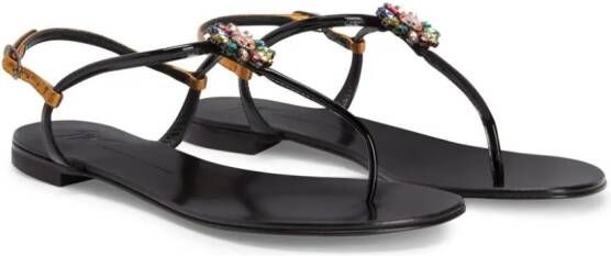 Giuseppe Zanotti Noussa floral-appliqué sandals Black