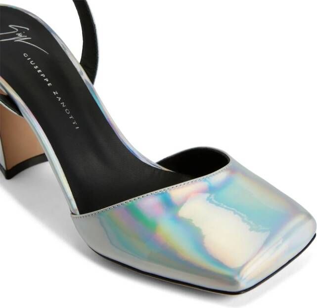 Giuseppe Zanotti Olivhe 85mm holographic leather sandals Silver