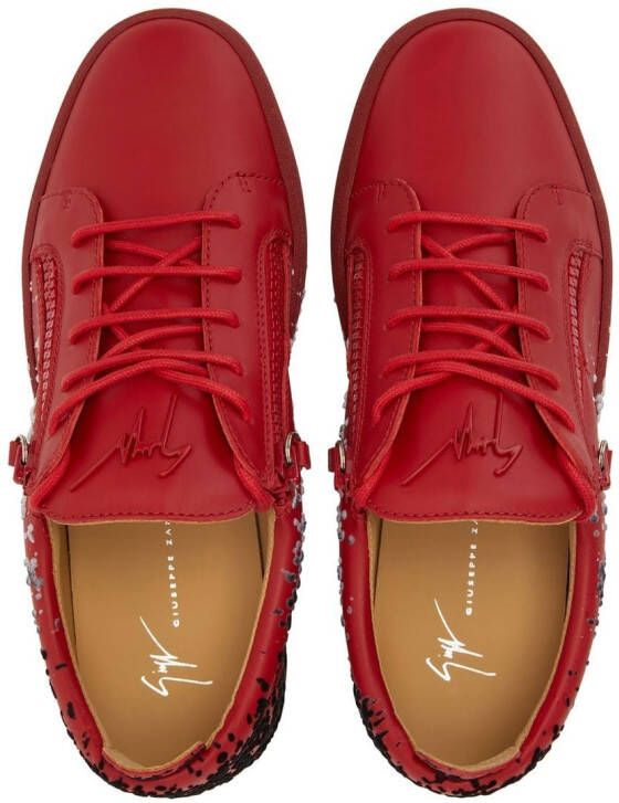 Giuseppe Zanotti paint-splatter low-top sneakers Red
