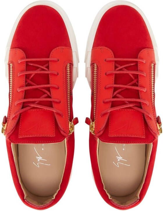 Giuseppe Zanotti panelled low top sneakers Red