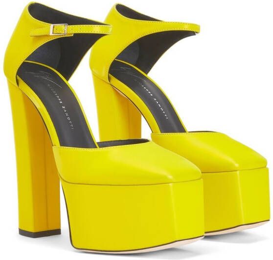 Giuseppe Zanotti platform square-toe pumps Yellow