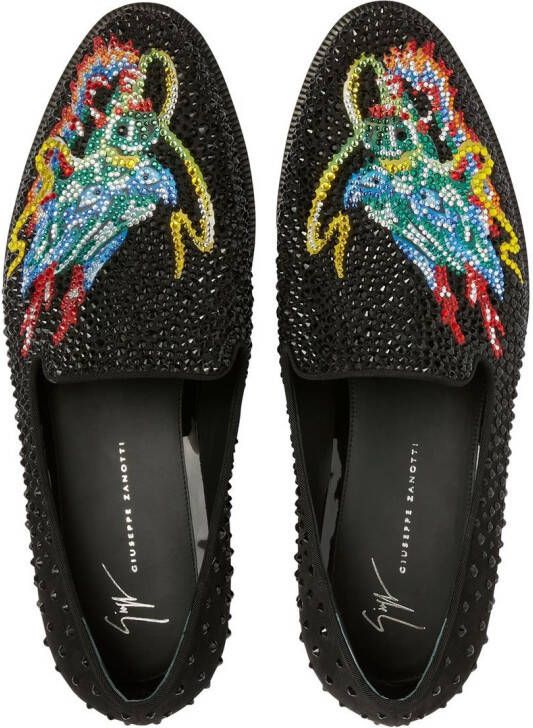 Giuseppe Zanotti rhinestone-embellished dragon-motif loafers Black