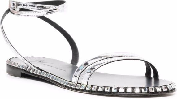 Giuseppe Zanotti rhinestone-embellished flat sandals Silver