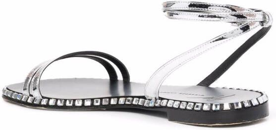 Giuseppe Zanotti rhinestone-embellished flat sandals Silver