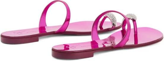 Giuseppe Zanotti Ring crystal-embellished flip-flops Pink