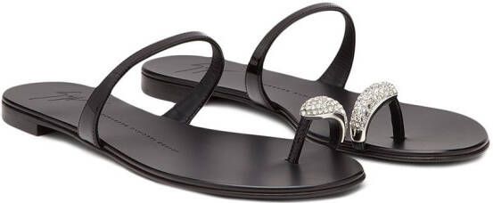 Giuseppe Zanotti Ring-embellished flat sandals Black