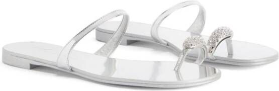 Giuseppe Zanotti Ring embellished toe-loop flat sandals Silver
