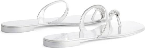 Giuseppe Zanotti Ring embellished toe-loop flat sandals Silver