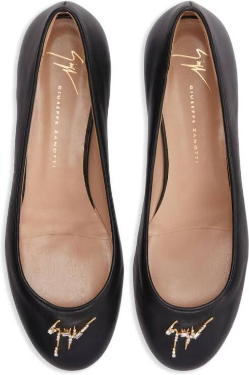 Giuseppe Zanotti Riziana leather ballerina shoes Black
