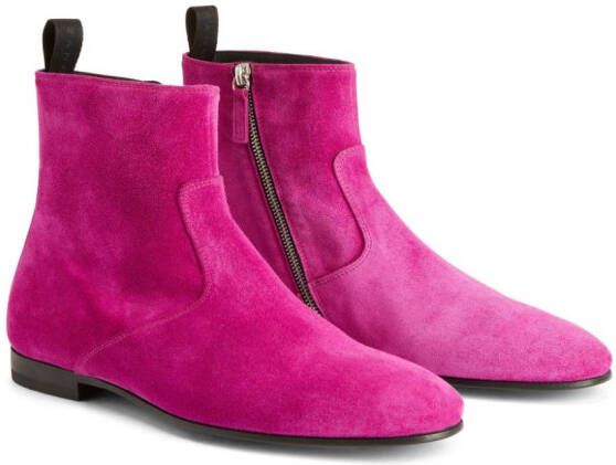 Giuseppe Zanotti Ron panelled suede ankle boots Pink
