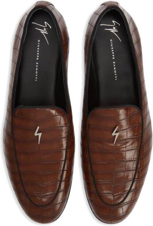 Giuseppe Zanotti Rudolph crocodile-effect leather loafers Brown
