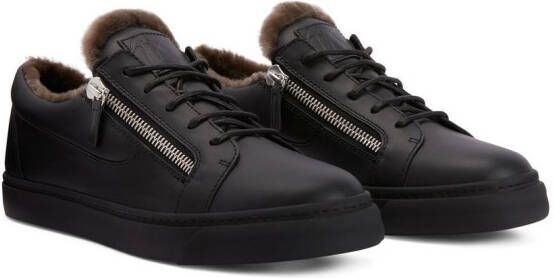 Giuseppe Zanotti shearling-trimmed leather sneakers Black