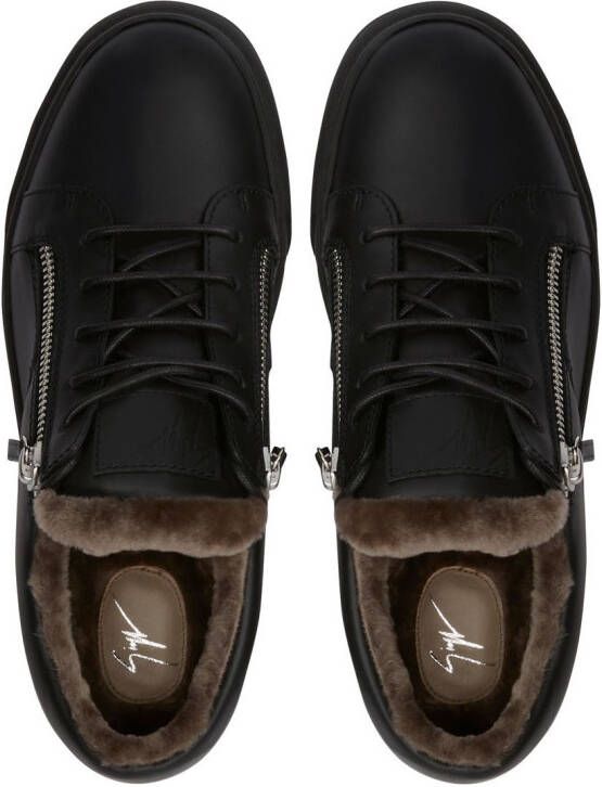 Giuseppe Zanotti shearling-trimmed leather sneakers Black