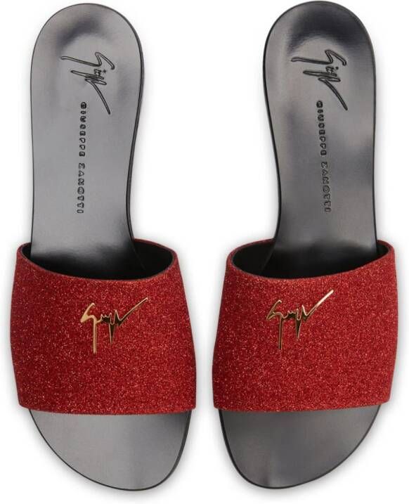 Giuseppe Zanotti Shirley glitter-detail flat sandals Red