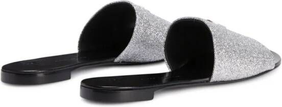 Giuseppe Zanotti Shirley glitter-detail flat sandals Silver
