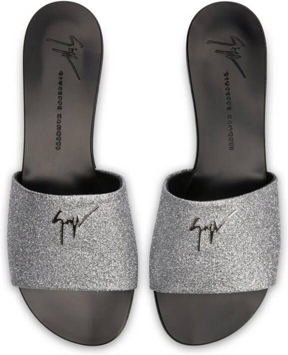 Giuseppe Zanotti Shirley glitter-detail flat sandals Silver