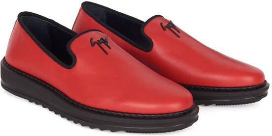 Giuseppe Zanotti logo-detail slip-on loafers Red