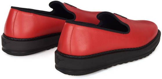Giuseppe Zanotti logo-detail slip-on loafers Red