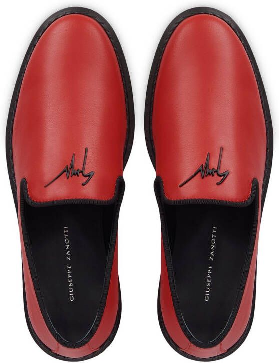 Giuseppe Zanotti logo-detail slip-on loafers Red