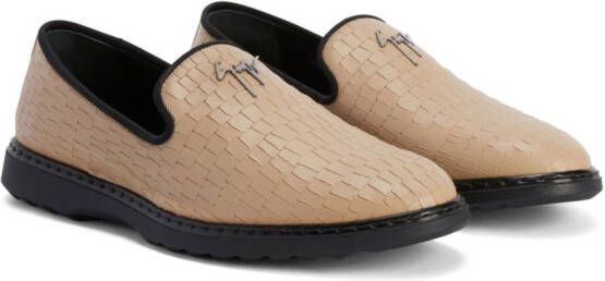 Giuseppe Zanotti snake-effect leather loafers Neutrals