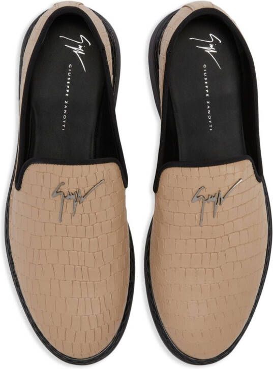 Giuseppe Zanotti snake-effect leather loafers Neutrals